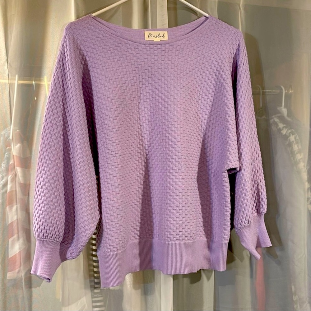 Marled Dolman Sleeves Lilac Lightweight Soft Sweater NWOT #1